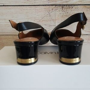 calvin klein glorianne leather slingback pumps